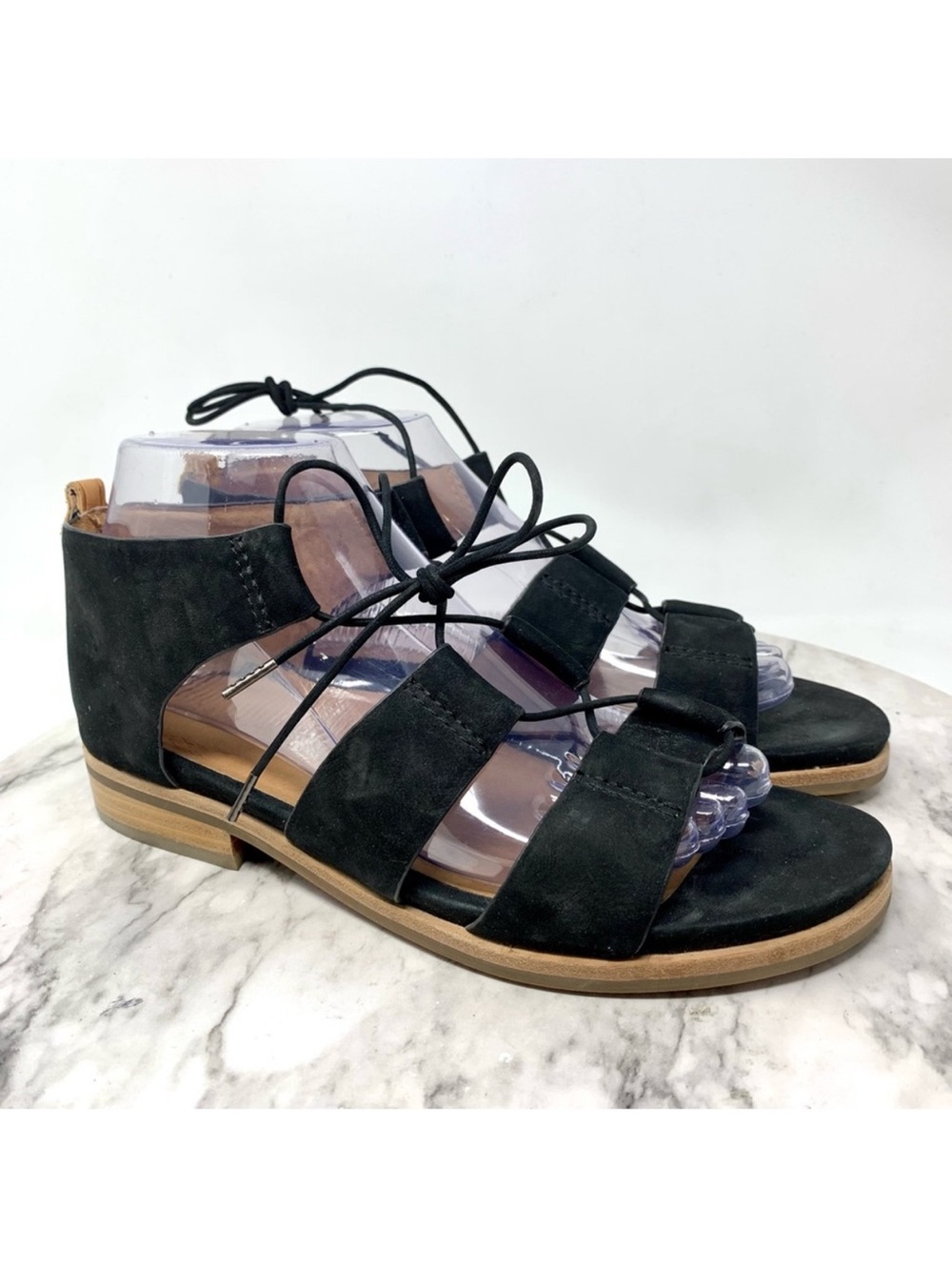 Gentle Souls Fina Ghillie Lace Black Nubuck Comfort Flats 7.5 Classic Edgy Euro